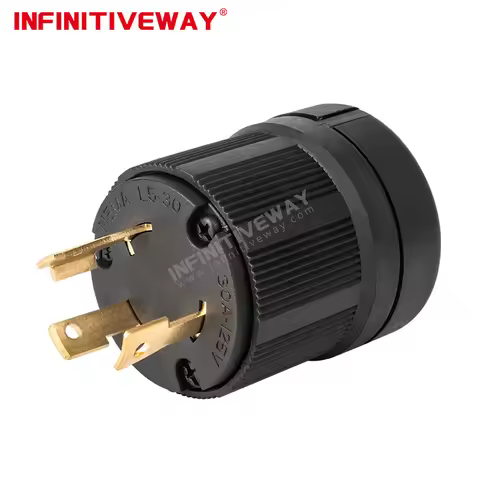 NEMA L5-30P 30A 125V 3-Pin Self-Locking Anti-Trip Plug with Robust Housing and Corrosion Resistance 