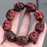 Wenwanzhu Yiwan Bracelet Red Sandalwood Statue Carved Green Sandalwood Eighteen Men Women Bracelet B