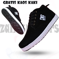 PROMO0.. DC HIGH AND LOW SUEDE SHOES, BLACK SHOES, SOLES ALREADY SEWN. SCHOOL SHOES, WORK SHOES, CAS