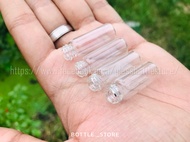 ขวดแก้ว จิ๋ว 2ml สีใส ฝาเกลียวพลาสติก+จุกใน(แพค100ใบ)