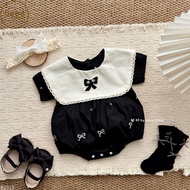 Black Body embroidered with bow and cream halter neck for baby B2313