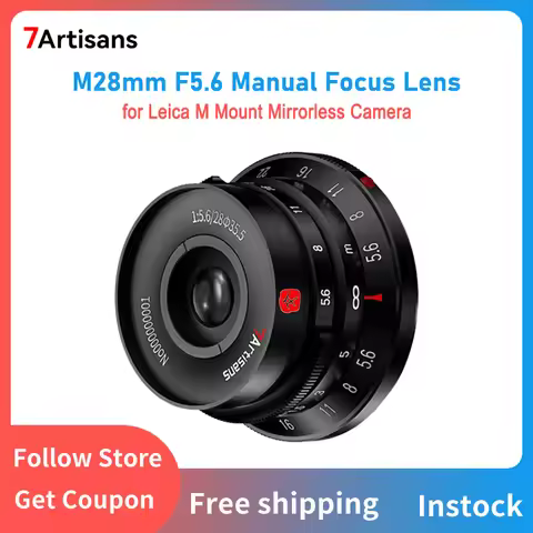 7artisans M28mm F5.6 Manual Focus Camera Lens Full Frame Lens with Lens Hood for Leica M Mount Mirro