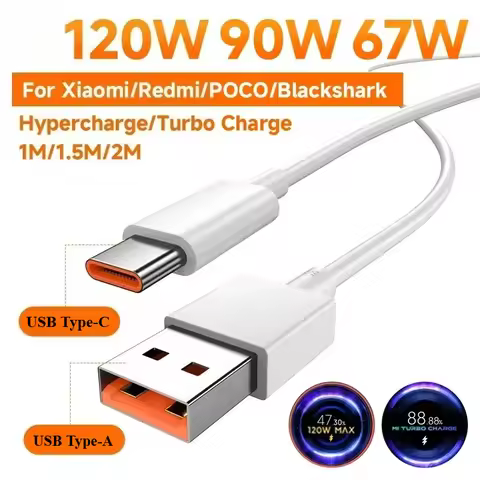 For Xiaomi Original 120W 90W 67W 6A USB Type C Fast Turbo Charge Cable Mi 15S Pro 14 13 12 Redmi Not