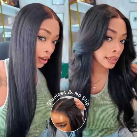 Klaiyi Hair 7x5 Bye Bye Knots Glueless Wig Human Hair Yaki Straight Human Hair Wig Pre Plucked Pre B