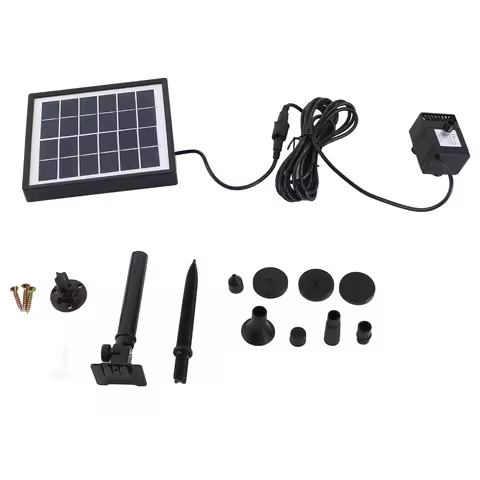 Solar Water Pump 6V 1.5W with 8 Nozzles 6 Modes 160 L/h Lifting Height 50 Cm for Solar Fountain