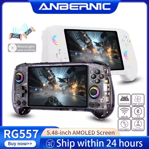 ANBERNIC RG557 Handheld Game Console 5.48" AMOLED Screen Dimensity 8300 Android Retro Video Player S