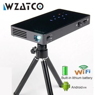 WZATCO โปรเจคเตอร์ HD LED ขนาดเล็ก CT50แบบพกพาขนาดเล็กพกพาได้,แอนดรอยด์ OS Wifi สำหรับ HD1080P เต็มจอ M.2โปรเจคเตอร์สูงสุด4K