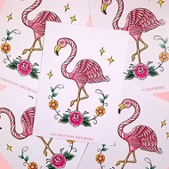 暗黑甜美風插畫 粉紅色的火烈鳥明信片