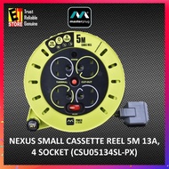 MASTERPLUG NEXUS SMALL CASSETTE REEL 5M 13A, 4 SOCKET PORTABLE CASSETTE REEL (CSU05134SL-PX)
