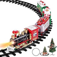 AOKESI Electric Train Set for Kids, Battery-Powered Train Toys with Light, Railway Kits w/Steam Locomotive Engine, Cargo Cars &amp; Tracks, Classic Toy Train Set Gifts for 3 4 5 6 Years Old Boys Girls