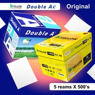 A4 PAPER 70G / 80G 500's (IK YELLOW / DOUBLE A) - 1 CTN ( 5 REAMS )