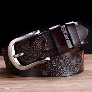 [Ufxk] Thắt lưng da thật Thắt lưng nam thời trang thắt lưng da bò cho khóa xỏ lỗ cho nam rồng Đai đe