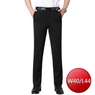 Stretch Fold Line Men's Suit Pants-Black (W40/L44) [Big Buyer]