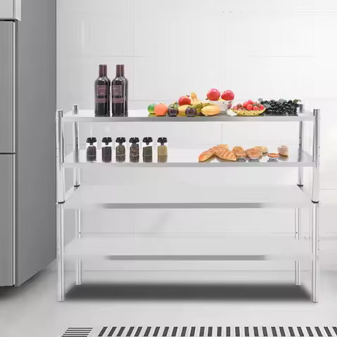 2-Tier Stainless Steel Shelving Unit – 88lbs Capacity Per Layer, 59x33x60cm Floor Standing Rack for 