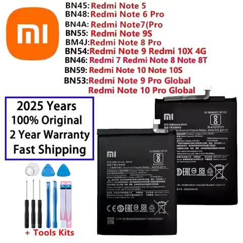 Fast Shipping 100% Original Battery For Xiaomi Redmi 7 10X Note9 Note10 Note 5 6 8 8T 9 9S 10 10S Pr