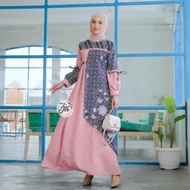 Gamis Wanita Batik Kombinasi Polos Modern Gamis Batik Wanita Muslim