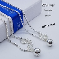 (8cut 1.5m) silver 925 perak tulen bracelet And anklet gelang tangan gelang kaki silver anklet 925 o