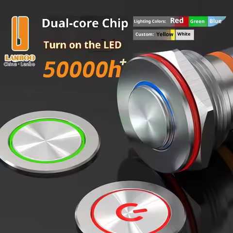 Button 19mm Illuminated Push LANBOO F1 19mm Miniature IP68 Waterproof Epoxy Encapsulated Illuminated