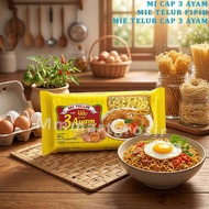 Mi Telur Cap 3 Ayam / Mie Telur Pipih / Mie Telur Instant 3 Ayam / 200gr