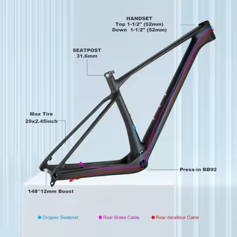 29 XC Hardtail Mountain Bike Frame Boost UDH 148x12mm Max Tire 2.4 Carbon Fiber Mountain Thru Axle B
