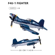 550PCS Sluban 1109 WW2 Pacific Storm Military Weapon F4U-1 Pirate Fighter Building Blocks Air Force 