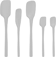 Tovolo Flex-Core All Silicone Spatula Set of 5 for Meal Prep, Cooking, Baking, and More - Oyster Gra