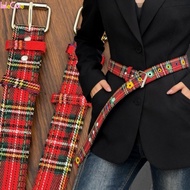 4-1Pc Y2K Dopamine Flower Deco Belt - Floral Red Plaid Waist Belt - Fashion Accessories - American H