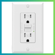 GFCI Outlet 15 Amp, Self-Test GFI Electrical Outlet, Tamper Resistant GFCI Receptacle with Wall Plat