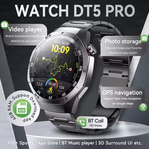Hot Sales 2025 New Watch DT5pro Smart Watch Men 4GB Memory GPS Google Maps App Store Video Music Pla