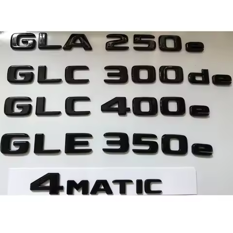 Gloss Black Letters Emblems for Mercedes Benz New Energy CLA250e E300de GLA250e GLC300de GLC400e GLE