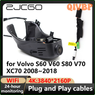 QIVBP ZJCGO 4K Wifi 3840*2160 Car DVR Dash Cam Camera Video Recorder for Volvo S60 V60 S80 V70 XC70 2008~2018 VMZIP