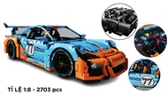 Mô hình xe ô tô lắp ghép Porsche 911 Gt3 RS Gulf racing 2703 pcs tỉ lệ 1:8 non lego LG025