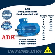 DYNAMO ELECTRO MOTOR ADK ALUMINIUM 3 PHASE 1/2 hp 4 POLE 1500 RPM / ELECTRIC MOTOR ADK ALUMINIUM 3PH