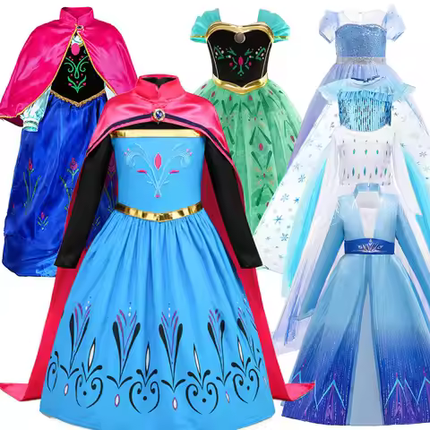 Elsa Costume Play Princess Birthday Party Fancy Dress for Little Girls Snow Queen Frozen Halloween D