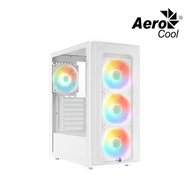 Aerocool  DESIGNER PC Case - Mid Tower / ARGB / ABS + SPCC / 4 ARGB White Fans / White