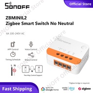 SONOFF ZBMINIL2 Zigbee 3.0สวิตช์อัจฉริยะไม่มีสายไฟที่เป็นกลางต้องใช้2ทางควบคุมสมาร์ท Zigbee สวิตช์ไฟ