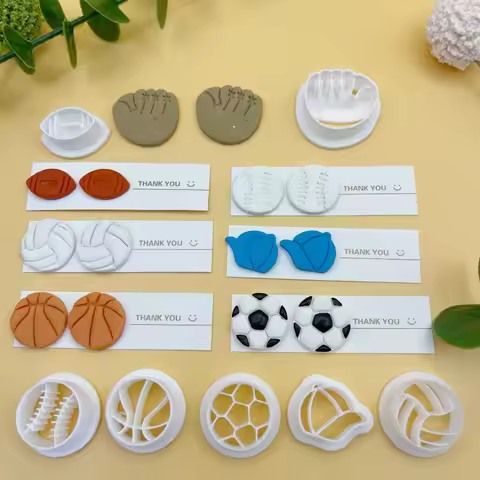 7Pcs Sports Ball Polymer Clay Cutters Set Themed Molds for DIY Earrings Jewelry Pendant Jewelry Pott