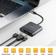 USB 集線器,支援4K, 100W 電源 USB C 充電端口替換底座組 Type C 轉 HDMI 底座轉接器,適用於 Switch、Mac OS 和 Linux