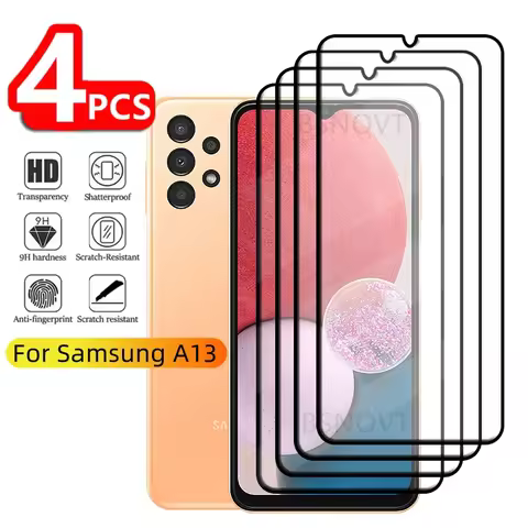 1/2/3/4PCS For Samsung A13 Glass Samsung Galaxy A13 Tempered Glass Protective Full Cover Glue 9H HD 