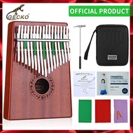 ✻✧۩ GECKO Kalimba 17-Key Thumb Piano has a built-in EVA high-performance protective box hammer and learning instructions. mahogany