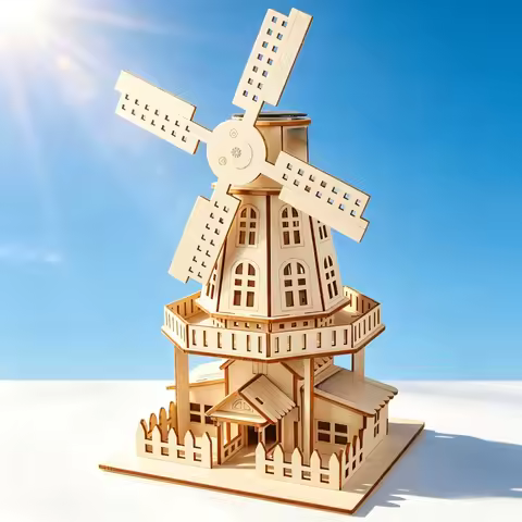 Solar windmill house children's science and education experiment Diy toys, hand-assembled models, sc