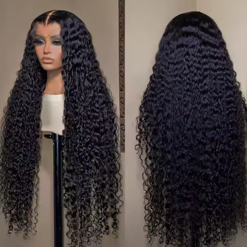 200 Density Water Curly 13x6 Transparent Front 6x4 Glueless Human Hair Wigs 32 34inch Deep Wave 13x4