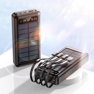 Solar Power Bank 150000mAh Built-in 4 Output/4 Input Ports/Cable Power Bank Fast Charger LED Light