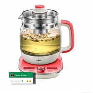 tea maker electric 1.5 l bear kettle listrik pembuat teh led glass - merah muda