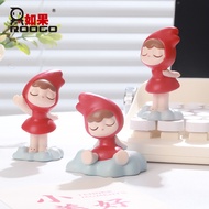 [Ready Stock] Cartoon Cute Cherry Girl Desktop Decoration Resin Decoration Desk Work Seat Matching D