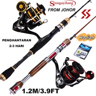 SougayilangFishing Rod Set 1.2m/3.9ft Fishing Rod and 5.0:1 12+1BB Fishing Reel Fishing Rod Complete