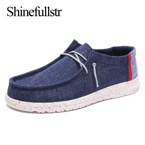 Lightweight Flat Dude Shoes Men Casual Canvas Shoes 2023 Summer Breathable Comfortable Large Size 48