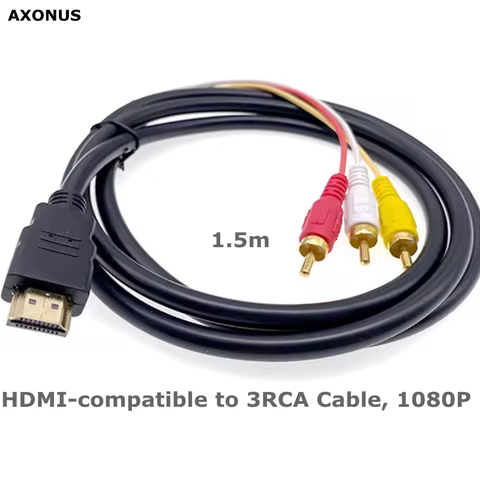 1080P HDMI-compatible Cable AV Cord Converter Adapter HDMI-compatible to 3 RCA Video Audio 1.5M For 