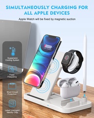 Wireless Charger ขาตั้ง4ใน1 15W Qi Fast Charging สำหรับ IWatch Series SE 6 5 3 AirPods และดินสอ Iphone 13 Pro Max 12 11 8 Plus