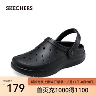 斯凯奇（Skechers）夏季新款男鞋洞洞鞋海边沙滩凉鞋舒适透气拖鞋轻质泡泡鞋243250 全黑色/BBK 42